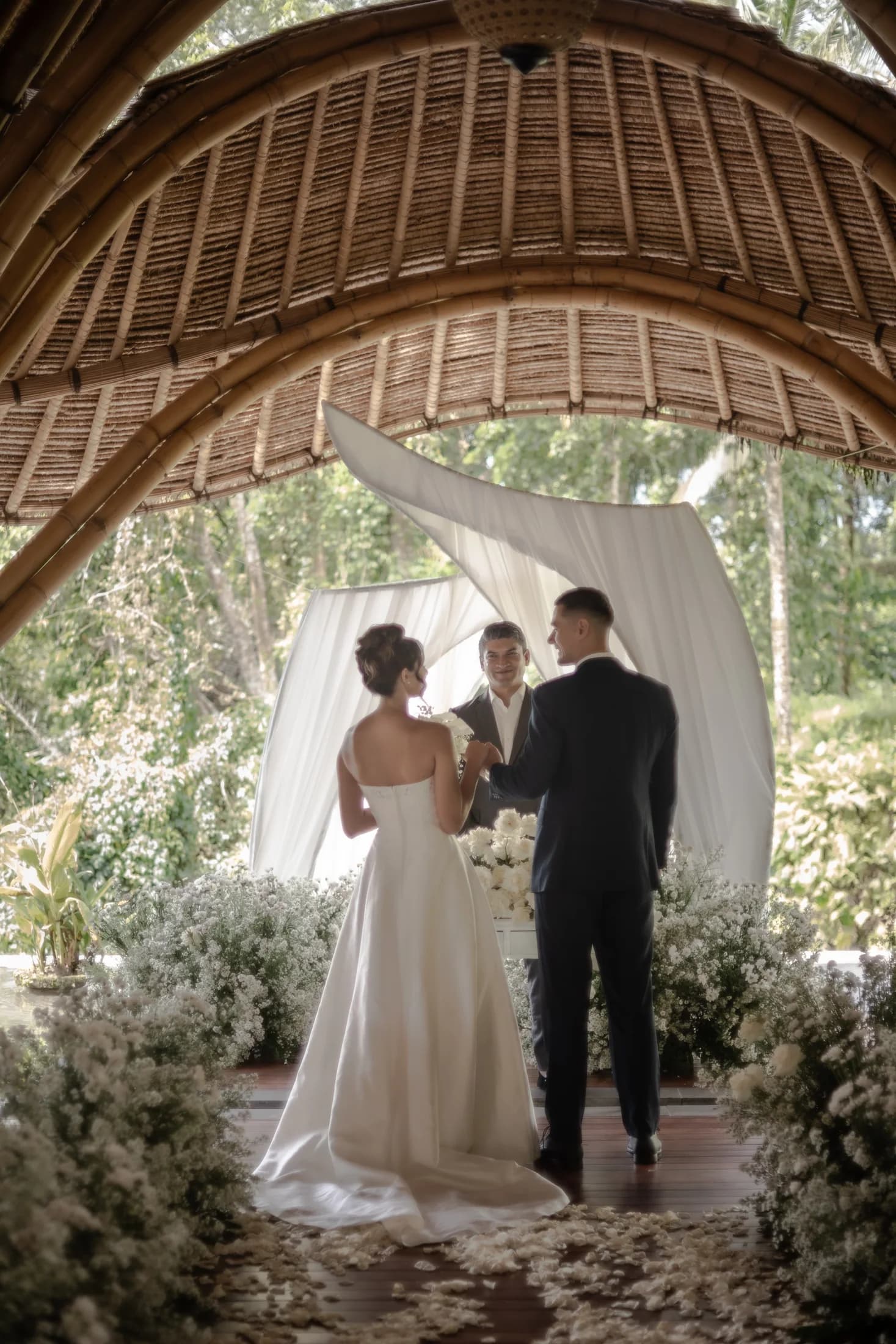 An intimate wedding at the Aksari Bamboo Chapel